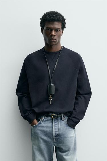 HEAVYWEIGHT CREWNECK T-SHIRT - Deep blue by Zara