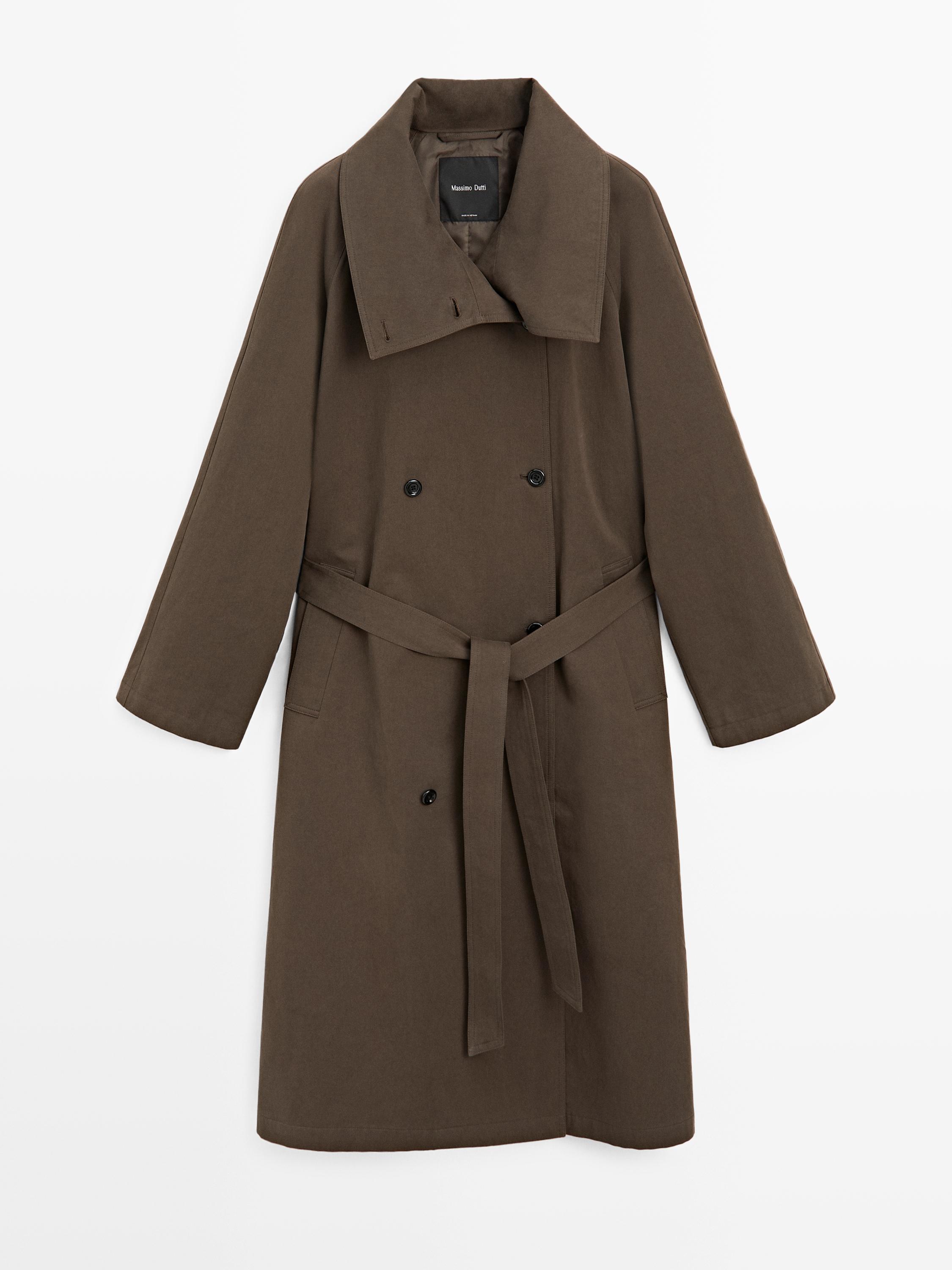 High collar trench coat
