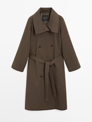 Zara High collar trench coat - Brown