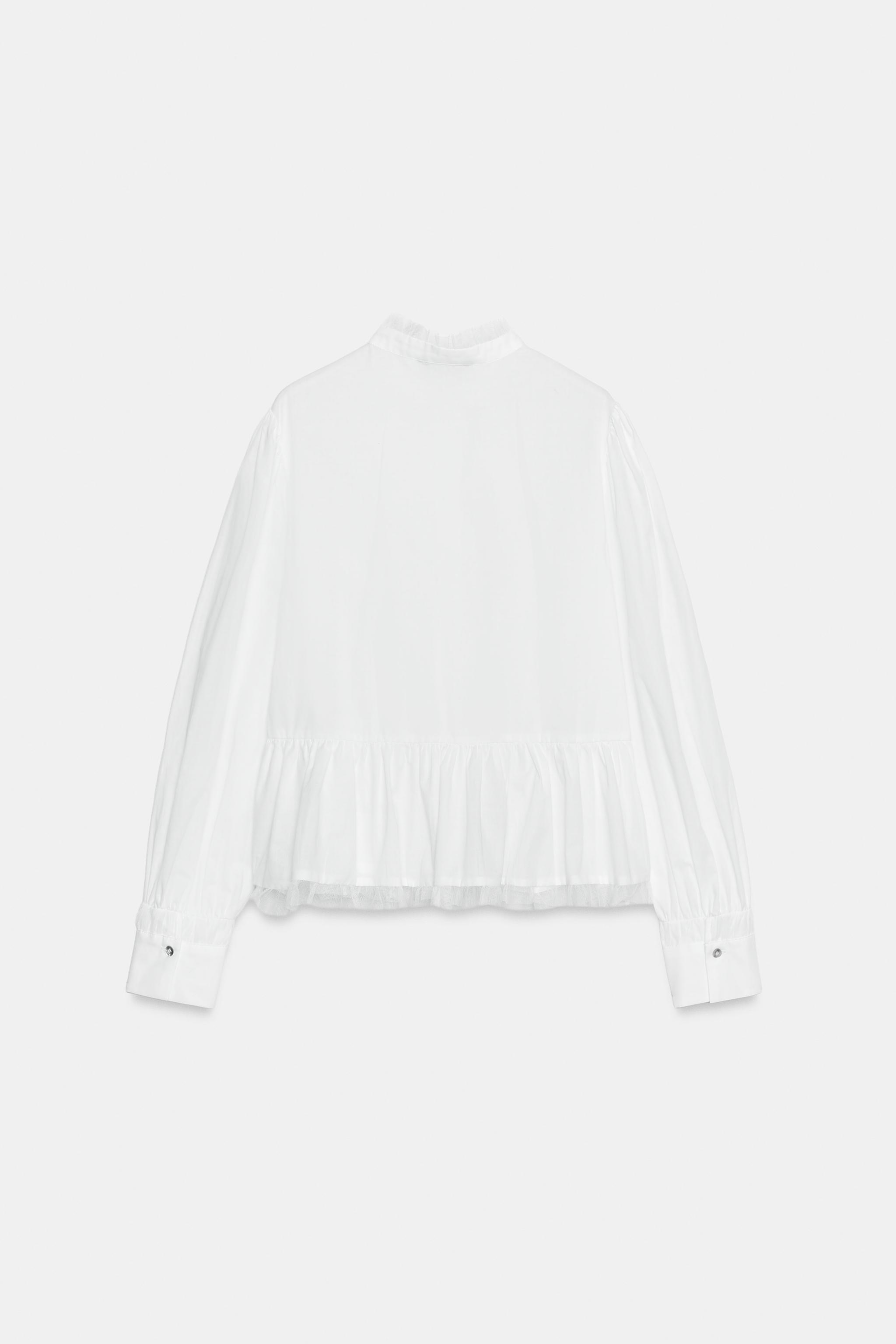 ROMANTIC TULLE COMBINED BLOUSE