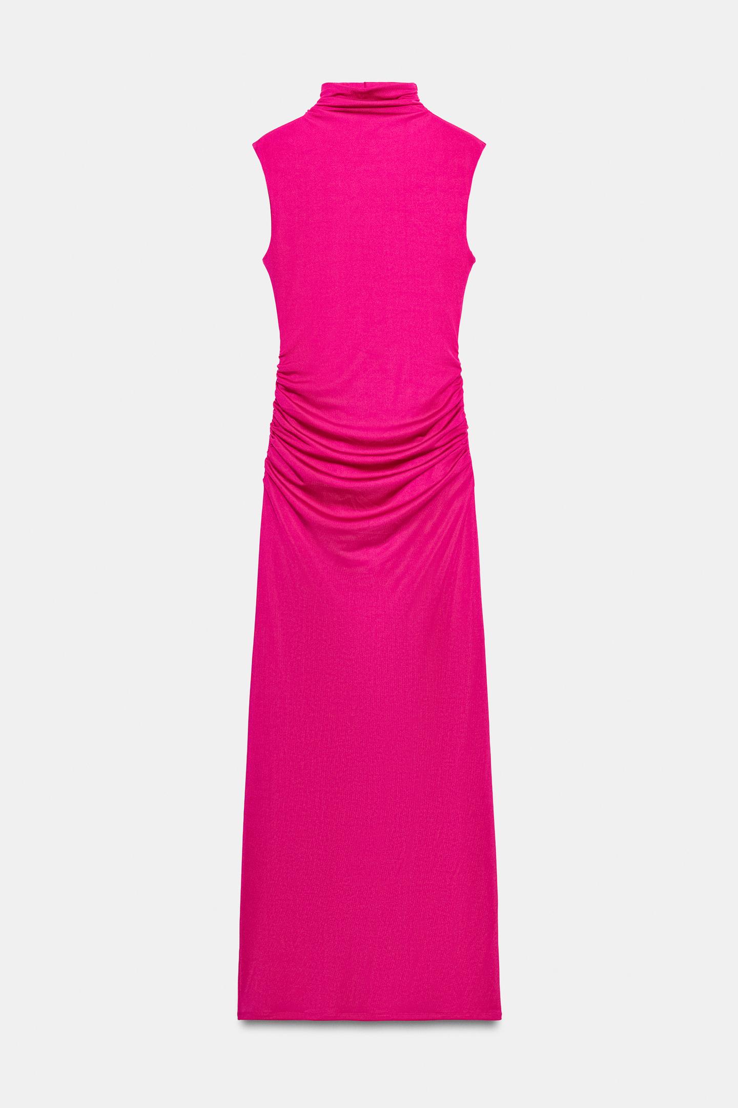 Женское платье Zara Maxi Dress with Open Back, цвет: Фуксия — фото 6