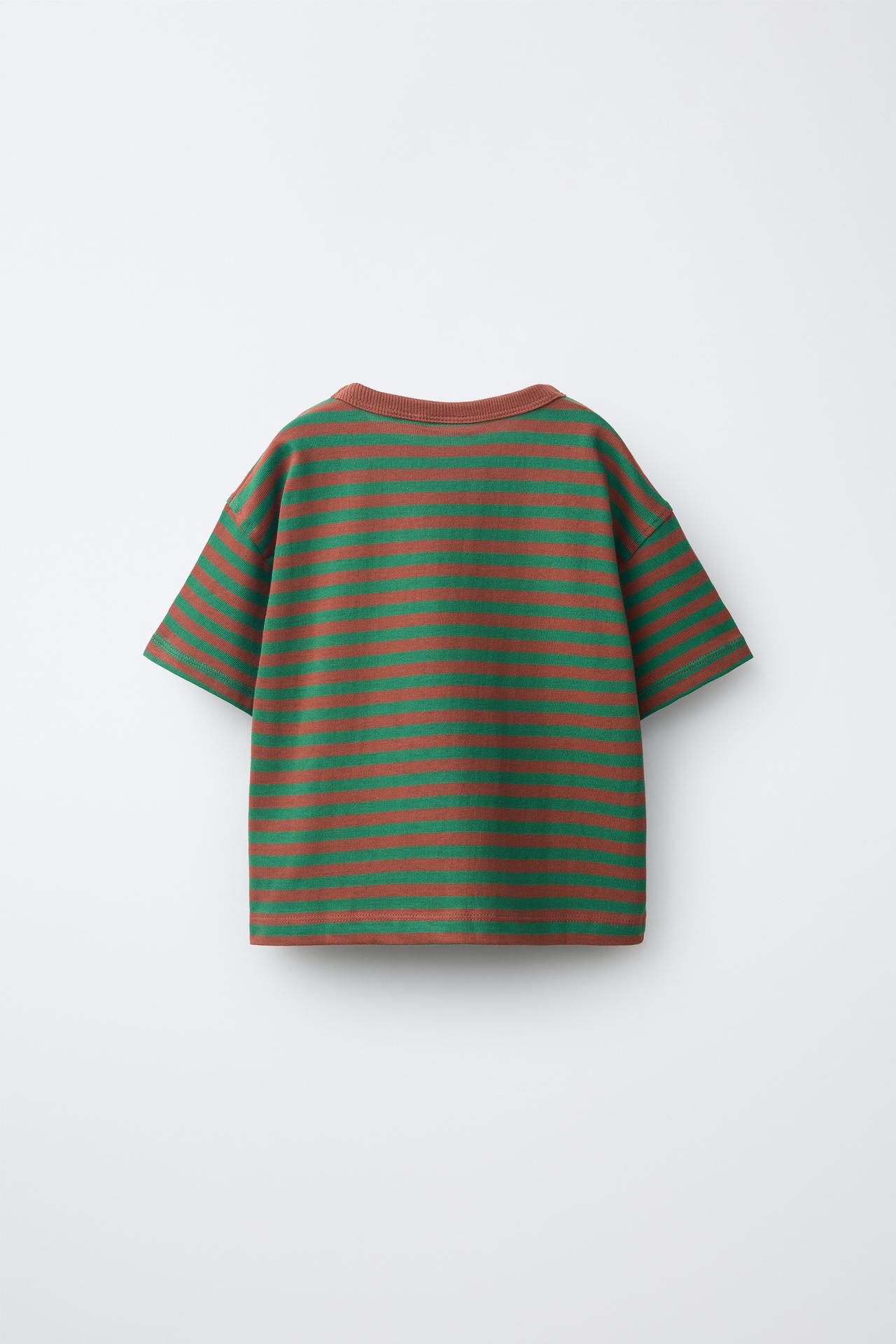 HEAVYWEIGHT STRIPED T-SHIRT — orange-green