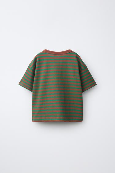 HEAVYWEIGHT STRIPED T-SHIRT — orange-green 2