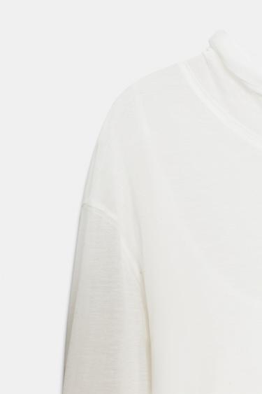 T-SHIRT LYOCELL ET LIN - Blanc de Zara - Image 3