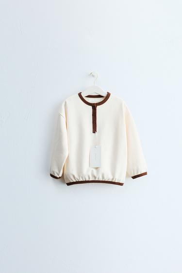 ZARA TIMELESS — ТОЛСТОВКА С КОНТРАСТНОЙ ОТДЕЛКОЙ И ВОРОТНИКОМ-СТОЙКОЙ — СВЕТЛЫЙ ЭКРЮ от Zara