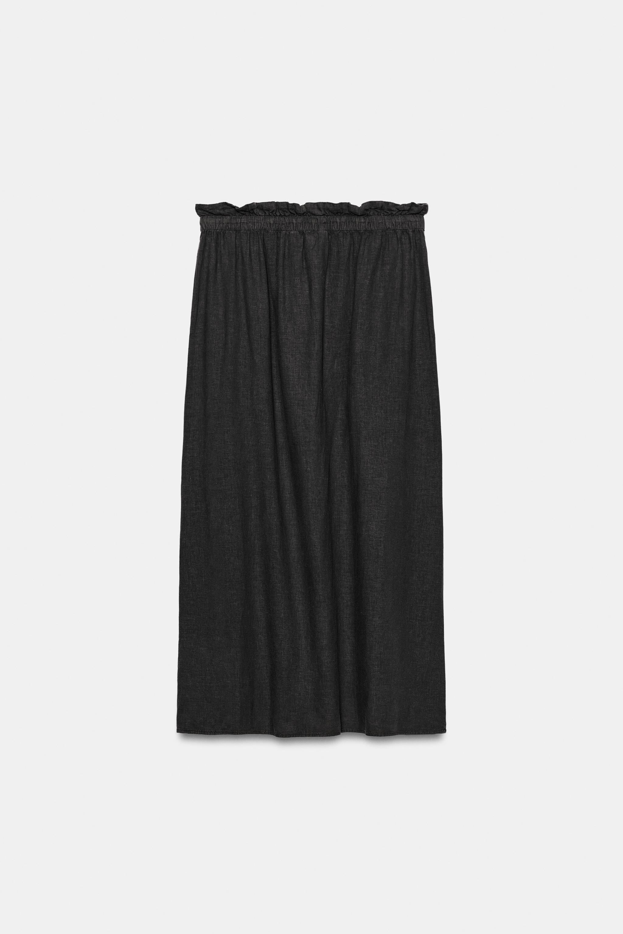 Женские юбки Zara ZW COLLECTION LINEN BLEND LONG SKIRT — фото 6
