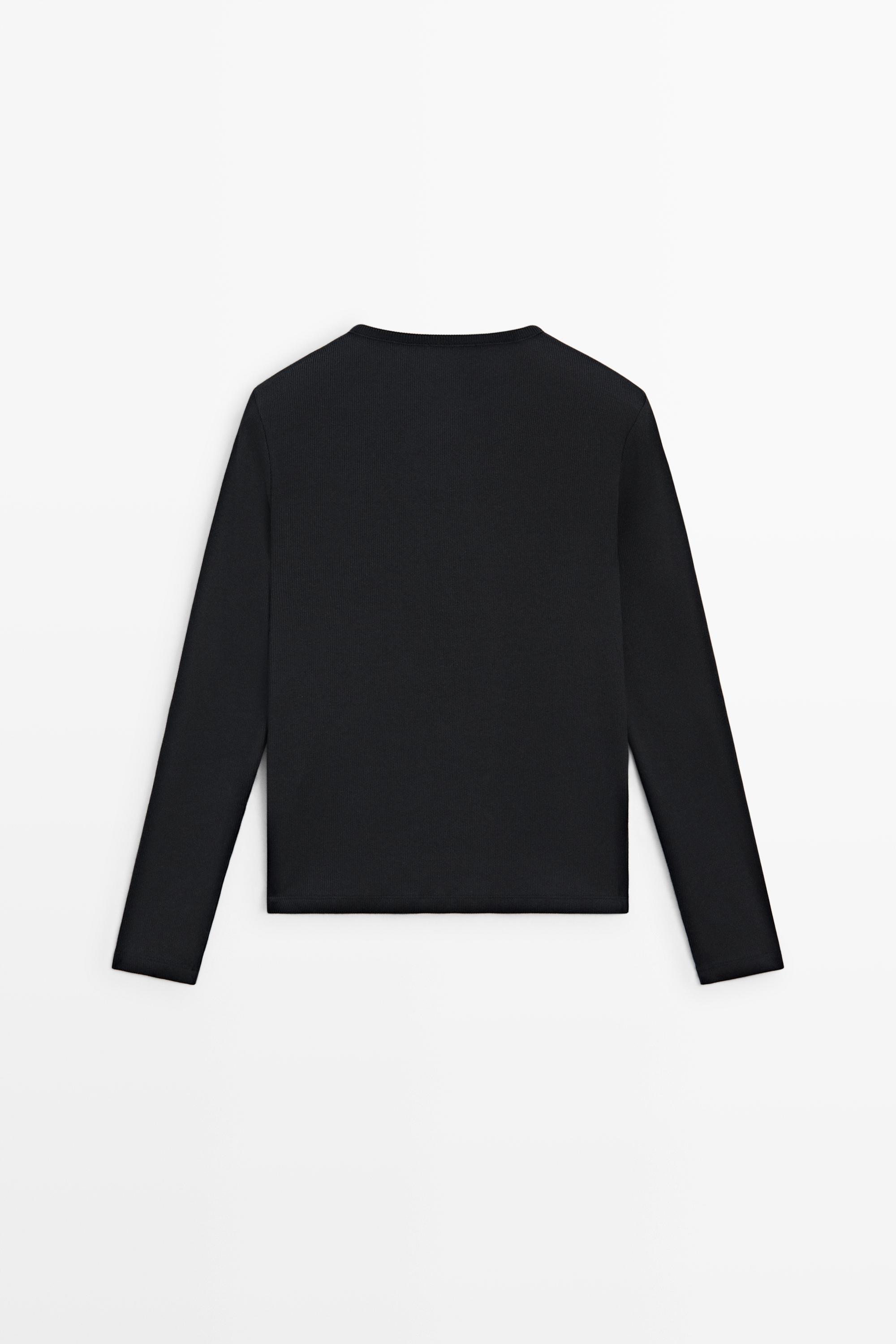Cotton blend henley T-shirt with button detail