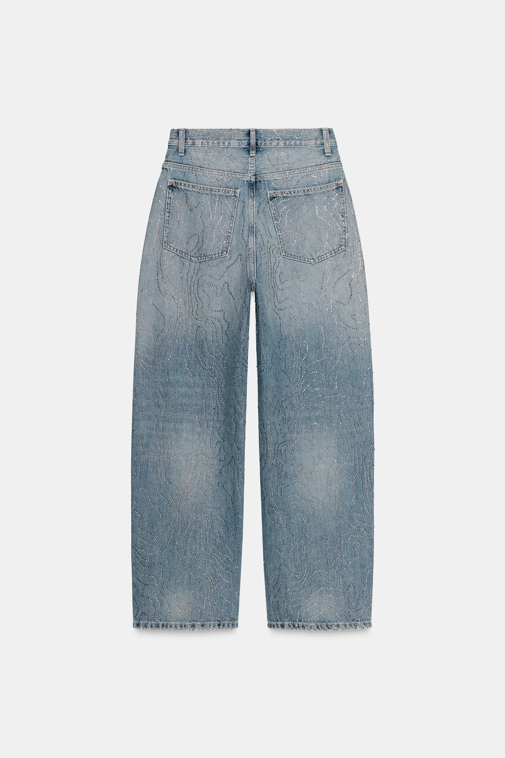 TRF HIGH-WAISTED STRAIGHT SHINY JEANS