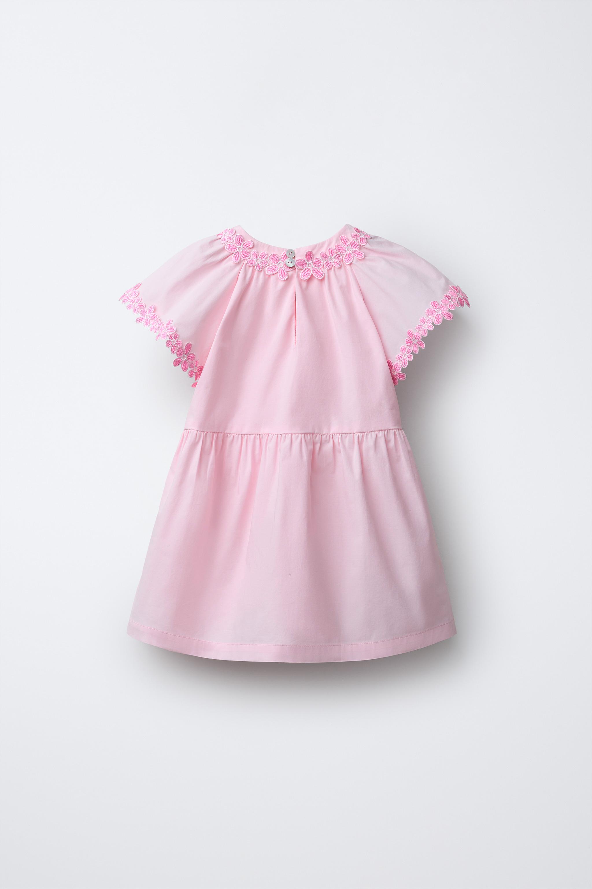 Zara - Embroidered Floral Poplin Dress - Pink - 5 Years (43,3 inches) - Kids Zara - Embroidered Floral Poplin Dress - Pink - 5 Years (43,3 inches) - Kids