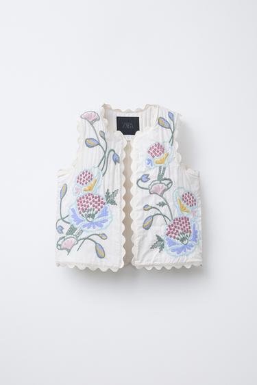 FLORAL EMBROIDERED WAISTCOAT - Multicoloured by Zara