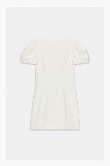 Zara SHORT PLEATED DRESS WITH POCKETS - White