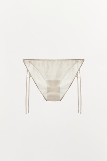 CULOTTE 100% SOIE À NŒUDS - blanc de Zara - Image 5
