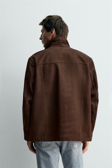 BLOUSON COUPE DÉCONTRACTÉE EN CUIR - Marron de Zara - Image 2