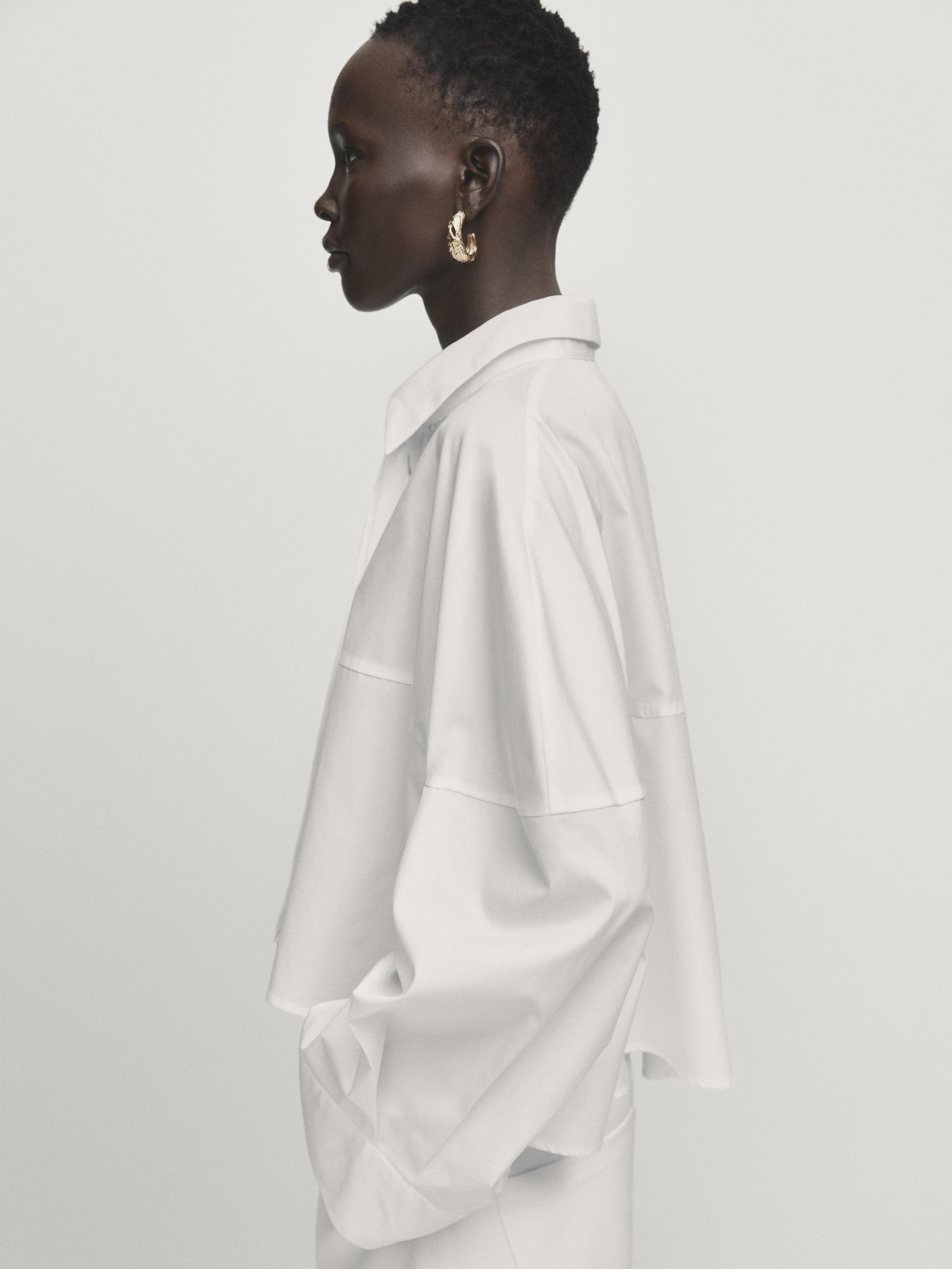 Poplin cropped shirt - Studio - White | ZARA Canada