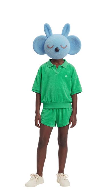 Zara TOWEL EFFECT POLO AND BERMUDA SET - Green