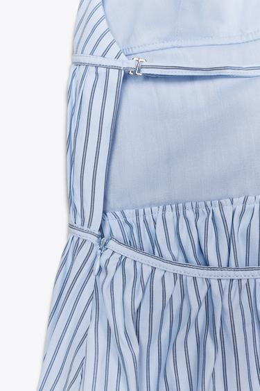 TOP EN POPELINE HALTER RAYÉ - Bleu de Zara - Image 7