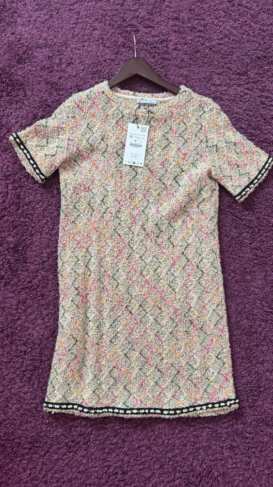zara knit mini dress with pearl beads METALLIC THREAD SECOND HAND Tweens