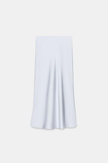 JUPE MI-LONGUE SATINÉE À POIS - Gris bleu de Zara - Image 6