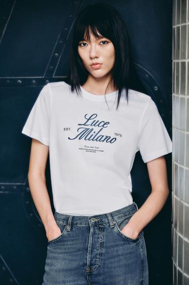 Zara 文字 T 恤 - 白色