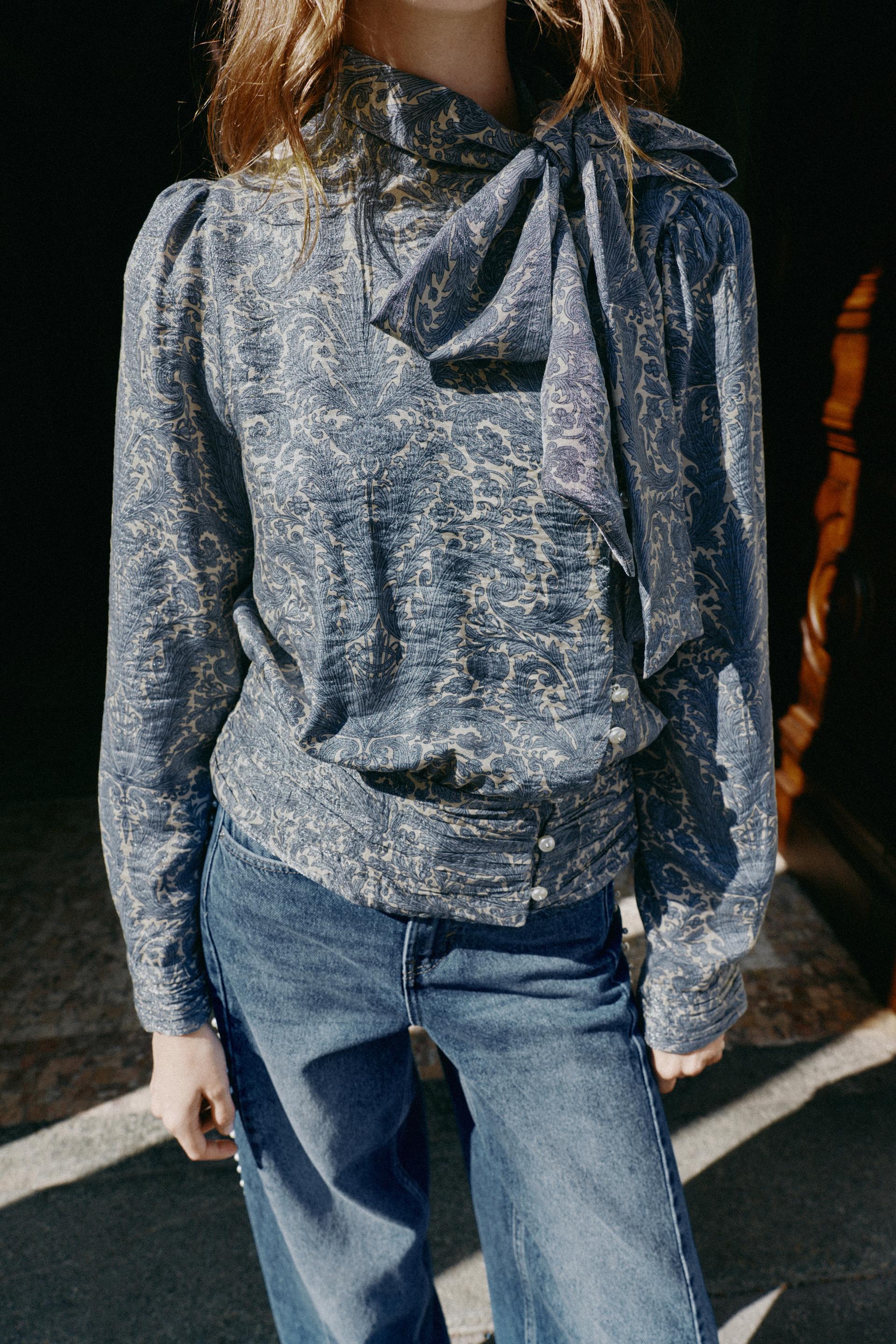PRINTED TIE BLOUSE thumbnail 4