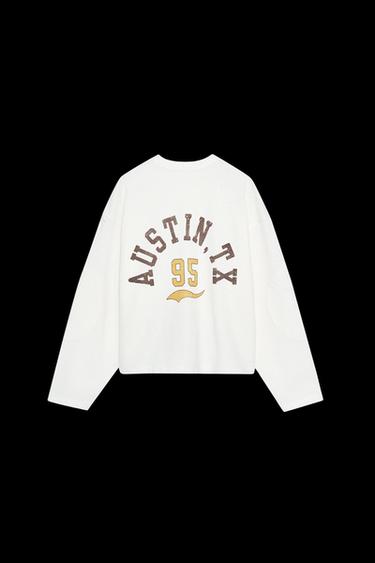 Zara TEXT SWEATSHIRT - Ecru