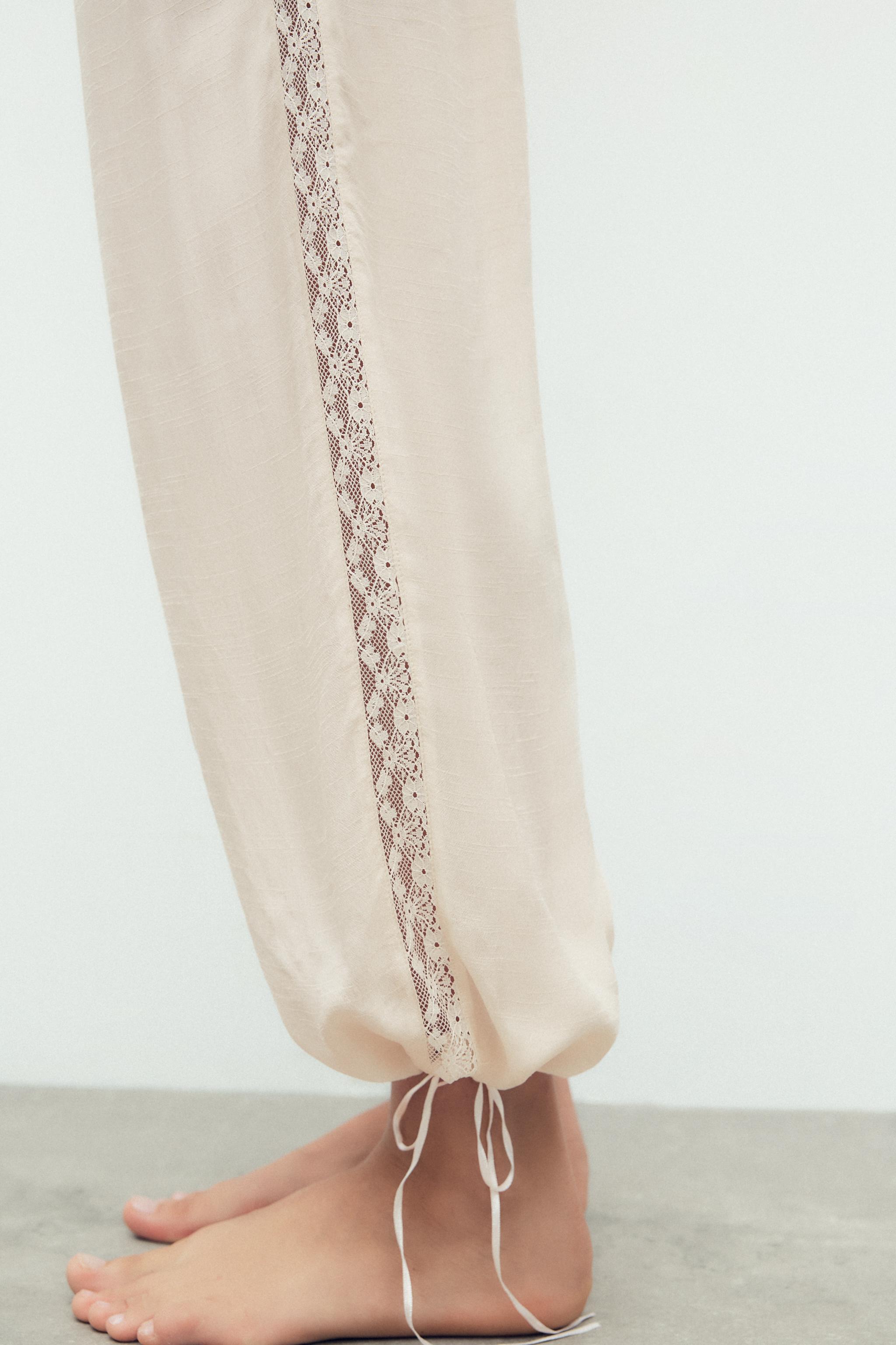 LACE-UP PANTS - Ecru | ZARA United States