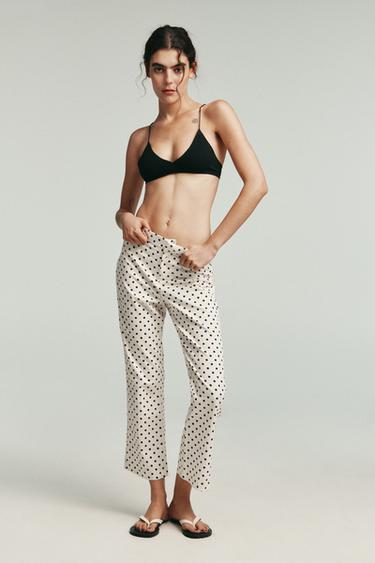 POLKA DOT MINI FLARE TROUSERS - Ecru / Black by Zara