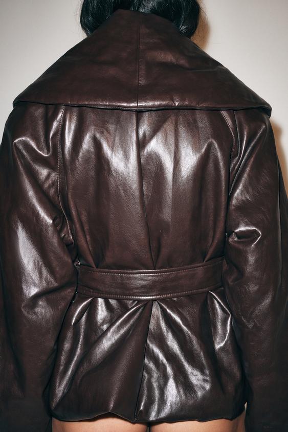 VESTE REMBOURRÉE MATIÈRE SYNTHÉTIQUE ZW COLLECTION - Bordeaux foncé de Zara - Image 2