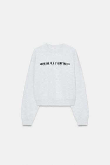 FELPA SCRITTA A CONTRASTO - Grigio mélange di Zara
