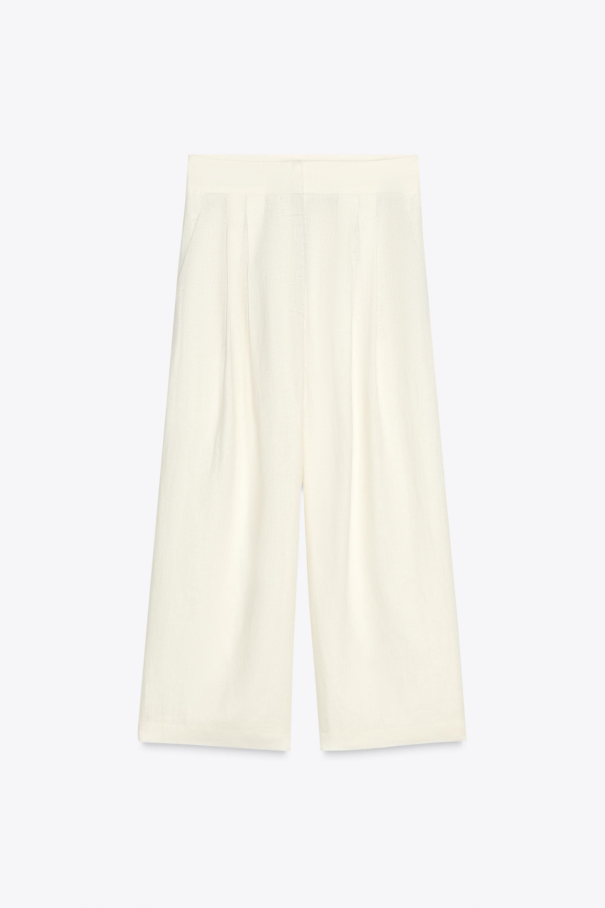 【ZARA】ダーツ入りリネン100% パンツ ZW COLLECTION 4786/113 ダーツ入りリネン100% パンツ ZW COLLECTION - エクリュ | ZARA