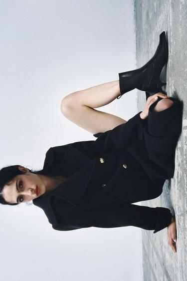 Zara 限量版真皮細跟踝靴 - 黑色