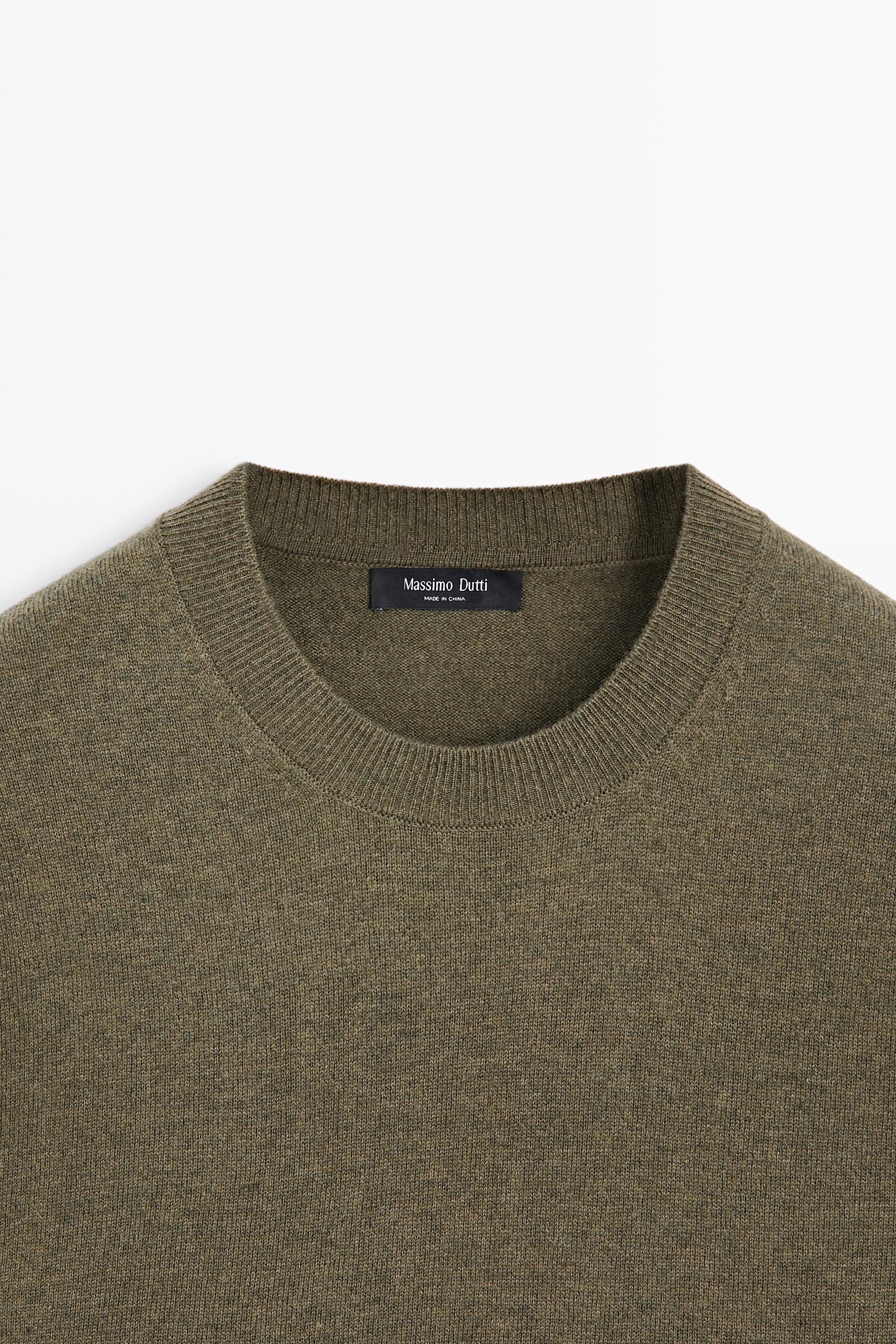 Wool blend round neck knit sweater
