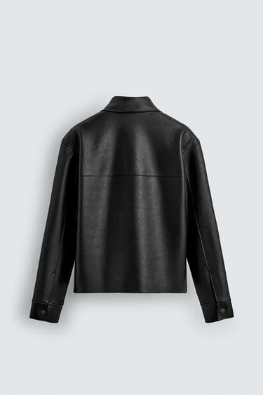 BLOUSON EN MATIÈRE SYNTHÉTIQUE - Noir de Zara - Image 8