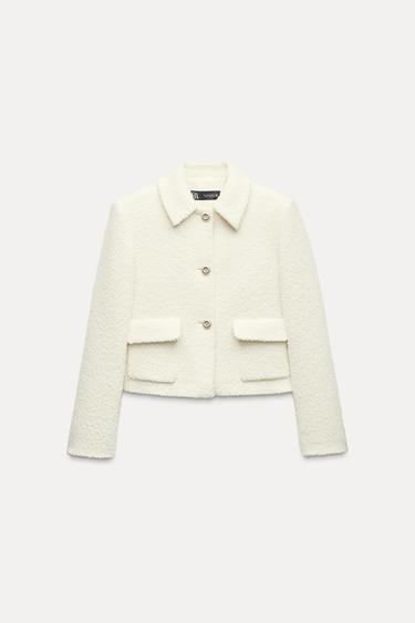 KRÁTKÉ BOUCLÉ SAKO - Přírodní od Zara