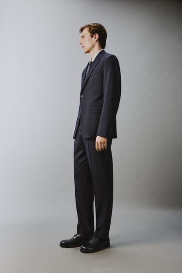 100% WOOL SUIT BLAZER - Navy blue by Zara - Image 3