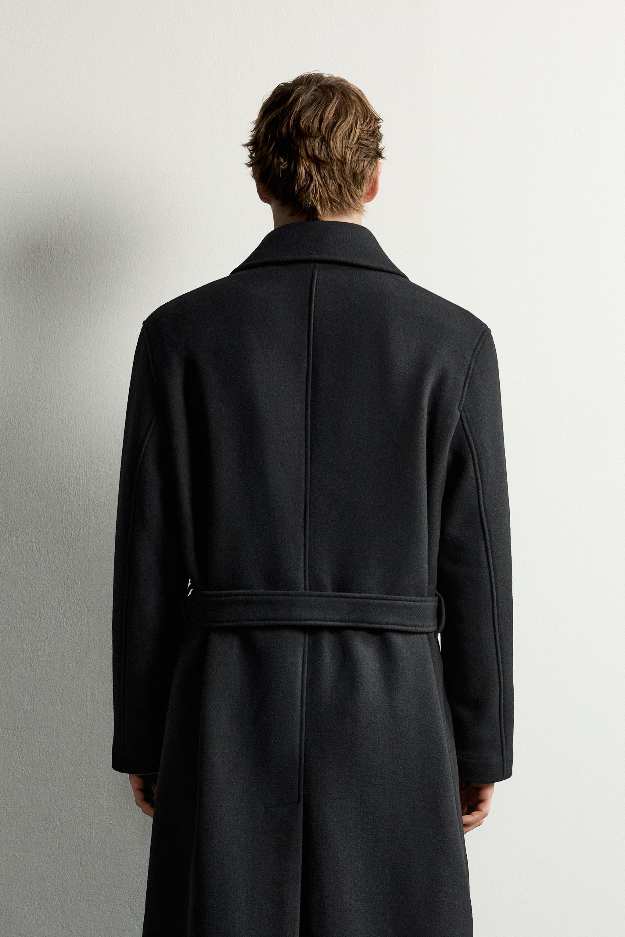 WOOL-BLEND BELTED DOUBLE-BREASTED COAT