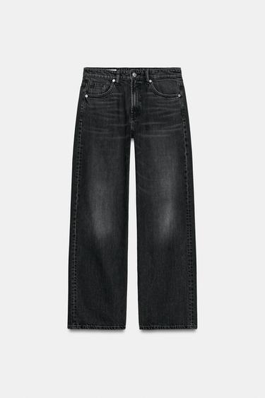 JEANS DENIM TRF RELAXED TIRO MEDIO - Negro de Zara - Imagen 0