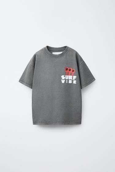 SURF PRINT T-SHIRT - Anthracite grey by Zara - Image 0