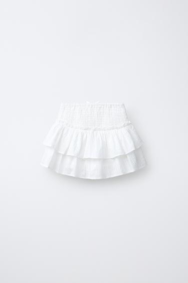 JUPE-SHORT SCHIFFLY À VOLANTS - Blanc de Zara - Image 1
