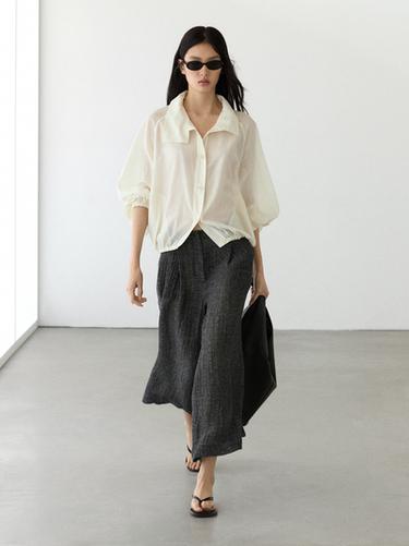Zara Linen blend melange darted pants - Gray