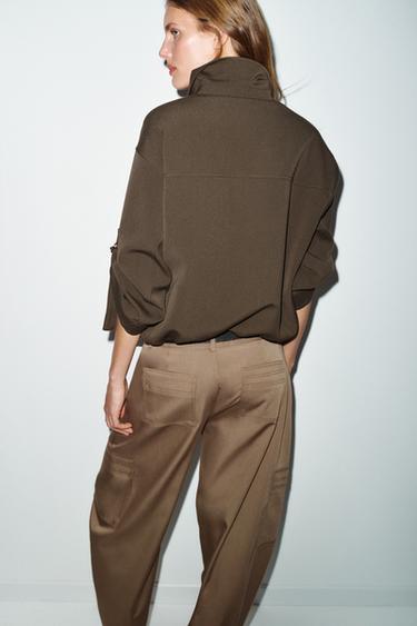 VESTE BOMBER À MANCHES RETROUSSÉES - Tabac de Zara - Image 4