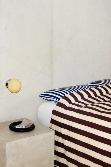 STRIPED WASHED COTTON DUVET COVER - Brown by Zara