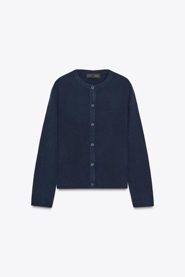 BASIC KNIT CARDIGAN WITH BUTTONS - Navy blue by Zara
