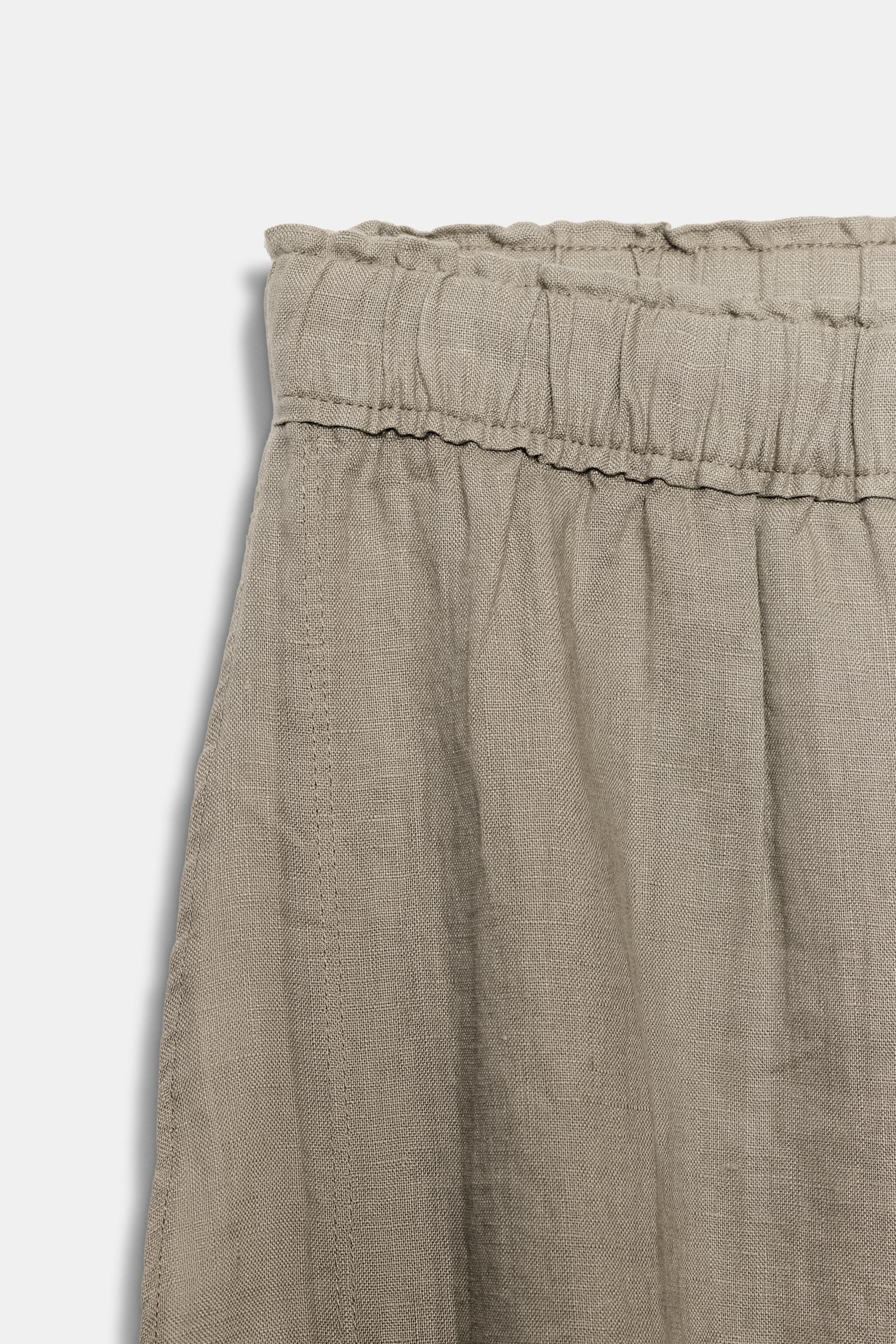 Женские брюки Zara ZW COLLECTION 100% LINEN VENTED PANTS — фото 9