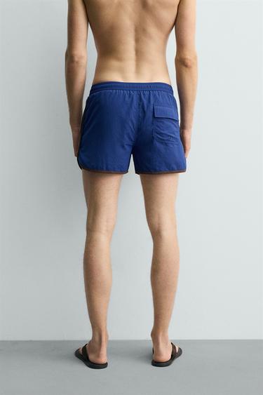 MAILLOT DE BAIN COURT CONTRASTE - Bleu de Zara - Image 3