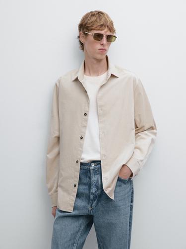 Zara Regular fit corduroy overshirt - Beige