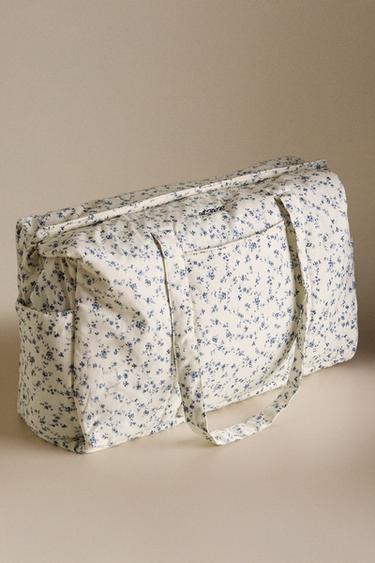 BOLSA MATERNIDAD ALGODÓN FLOR AZUL - Azul de Zara