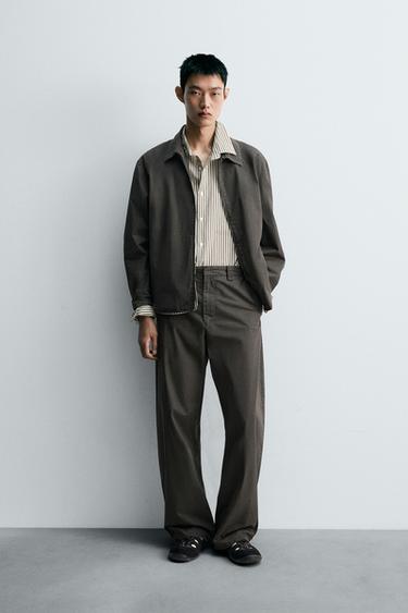 WASHED BALLOON FIT TROUSERS - Dark khaki by Zara