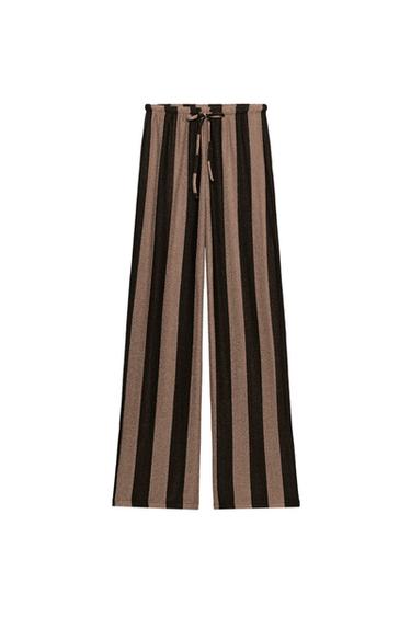 RUSTIC STRIPED TROUSERS - Brown by Zara