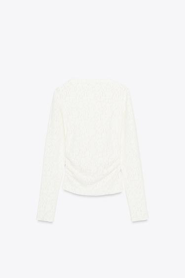 TOP PLIS DENTELLE TOUCHER DOUX - Écru de Zara - Image 6